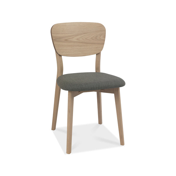 Bentley Dansk Cold Steel Fabric Veneer Back Scandi Oak Dining Chairs