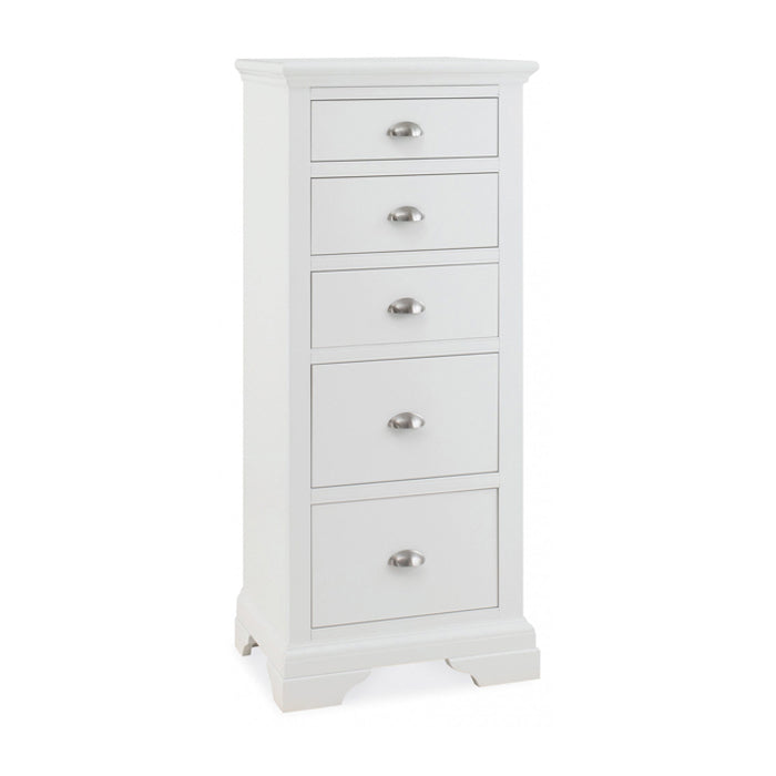 Bentley Hampstead 5 Drawer Tall White Chest Of Drawers