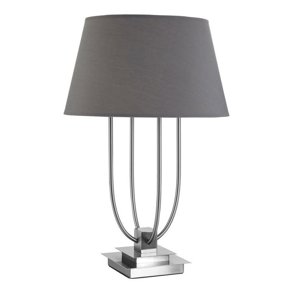 Teddys Collection Richard Satin Nickel Shade Grey Table Lamp