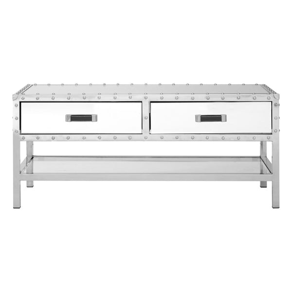 Teddys Collection Robert 2 Drawers Silver Coffee Table
