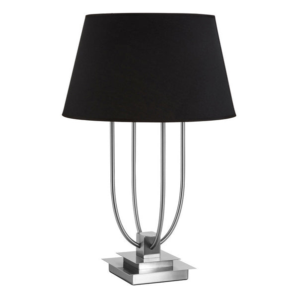 Teddys Collection Richard Satin Nickel Shade Black Table Lamp