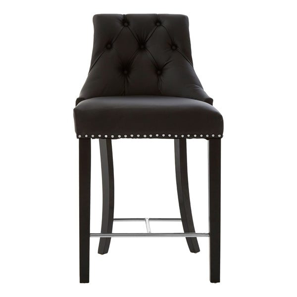 Teddys Collection Richard Faux Leather Black Bar Chair
