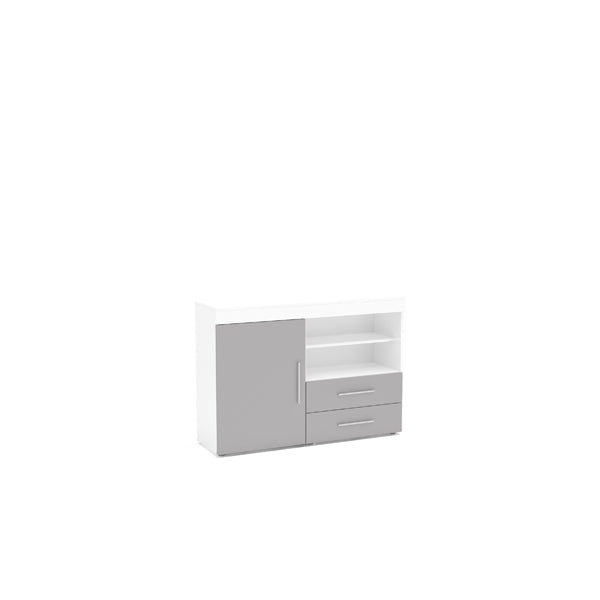 Birlea Edgeware 1 Door 2 Drawer Sideboard White Grey