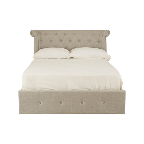 Teddys Collection Ed Hopsack Light Grey Double Ottoman Bed Double