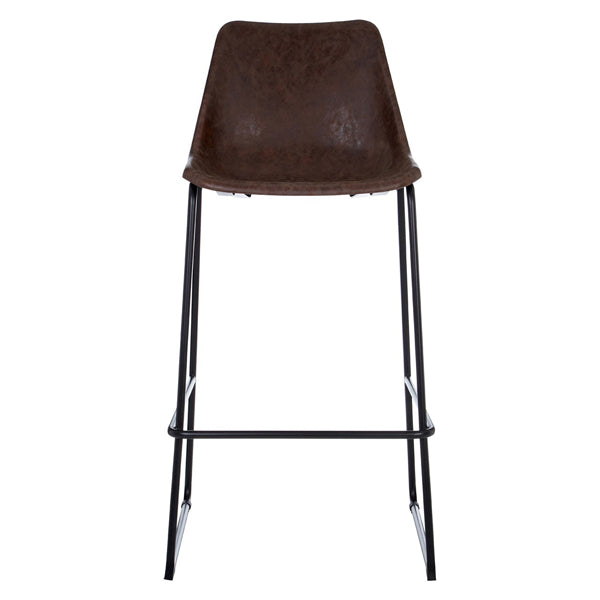 Teddys Collection Darby Vintage Faux Leather Black Legs Mocha Bar Stool