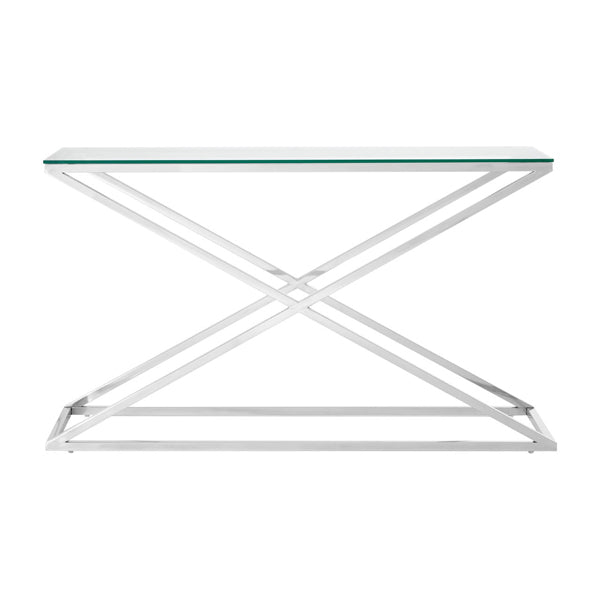 Teddys Collection Crossed Clear Console Table