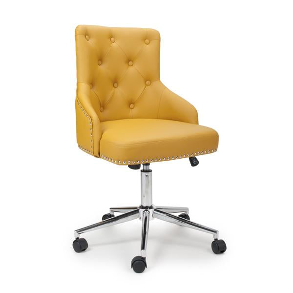 Shankar Rocco Leather Effect Yellow Office Chair