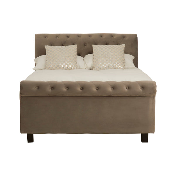 Teddys Collection Oliver Velvet Grey Ottoman Double Bed