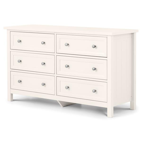 Julian Bowen Maine 6 Drawer Chest Of Drawers Surf White Wide 6 Drawers