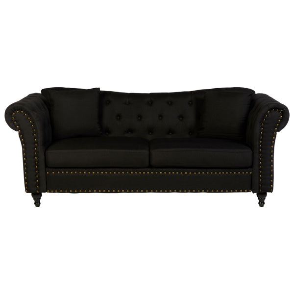 Teddys Collection Ford Chesterfield Black 3 Seater Sofa