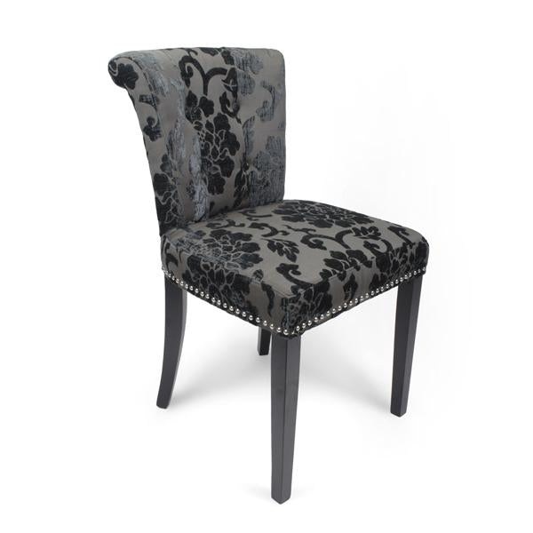 Shankar Sandringham Baroque Velvet Charcoal Accent Chair 2pk