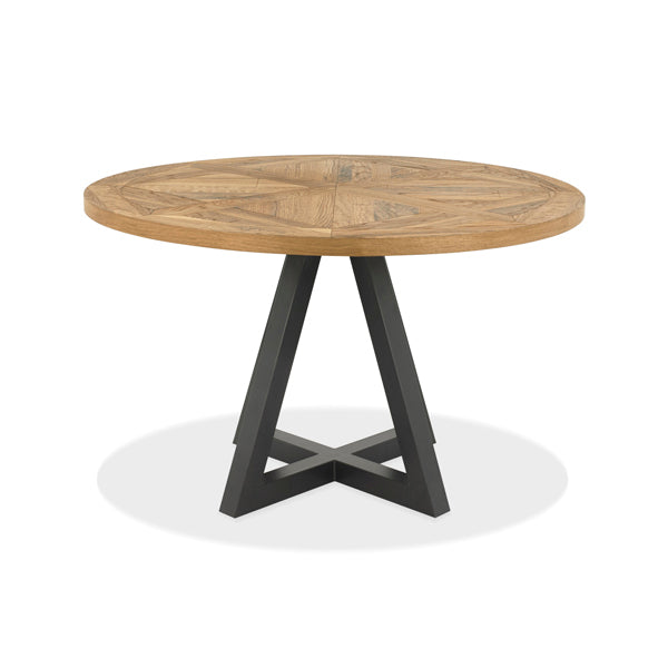 Bentley Indus Rustic Oak And Peppercorn Round Dining Table