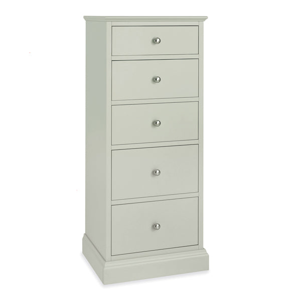 Bentley Ashby 5 Drawer Tall Soft Grey Chest Of Drawers
