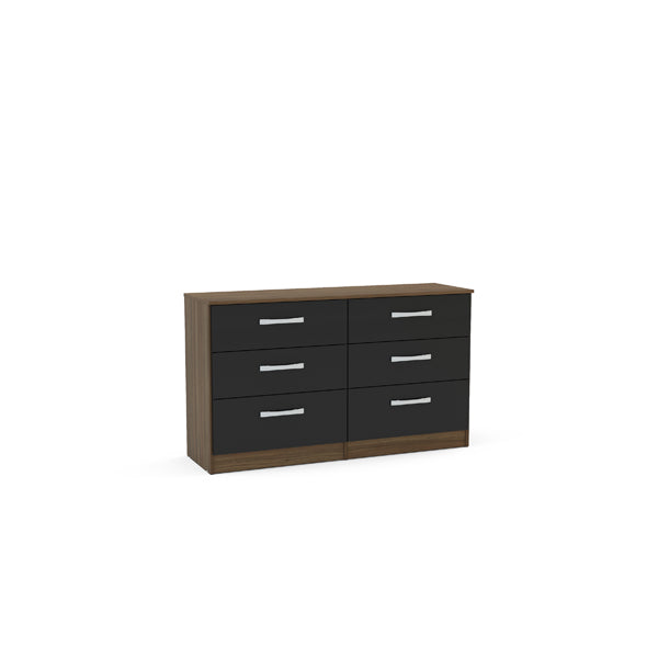 Birlea Lynx 6 Drawer Chest Of Draws In Walnut Black