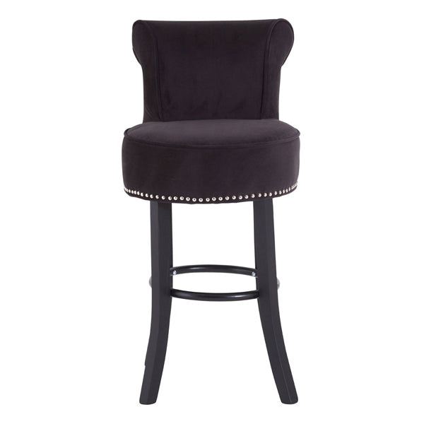 Teddys Collection Rhys Velvet Black Bar Chair