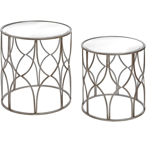 Hill Set Of Two Lattice Detail Silver Side Table