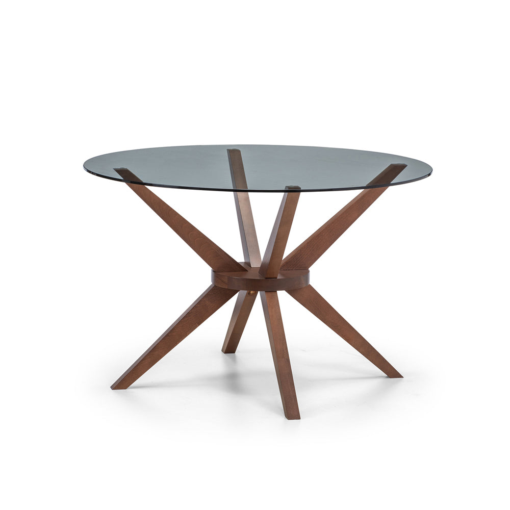 Julain Bowen Chester Round Glass Dining Table In Walnut