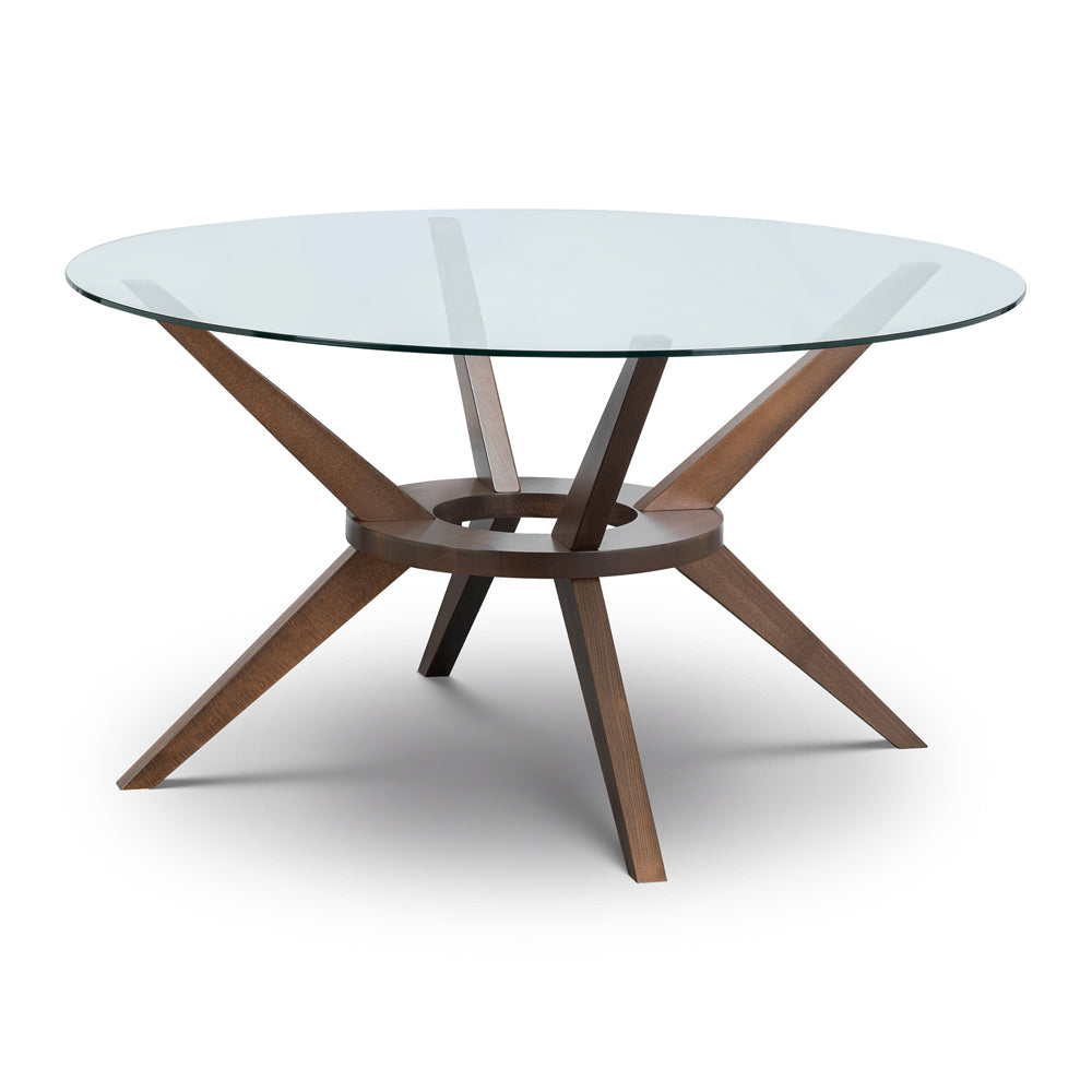 Julain Bowen Chester Large Round Glass Dining Table In Walnut