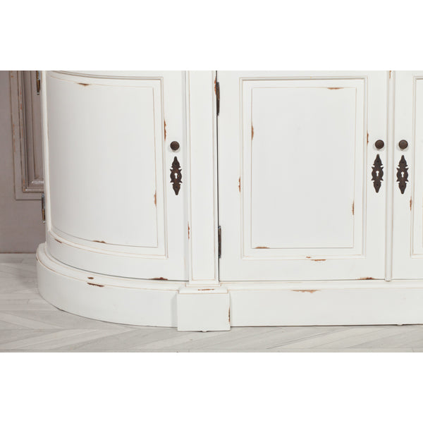 Maison Reproductions Distressed Buffet Sideboard White Curved