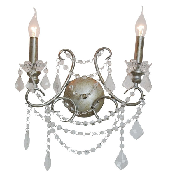 Maison Reproductions Cut Glass Chandelier Wall Light Antique Silver 3 Branch