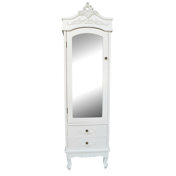 Maison Reproductions French Antique Armoire Display Cabinet White Single Door 2 Drawers