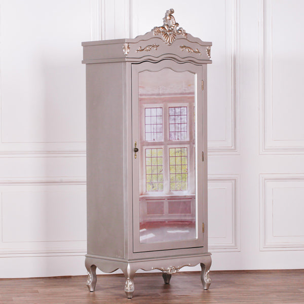 Maison Reproductions French Armoire Display Cabinet Silver Single Door