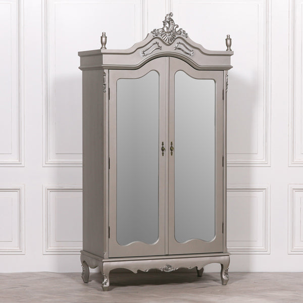 Maison Reproductions French Antique Armoire Double Doors Display Cabinet Silver Double Door
