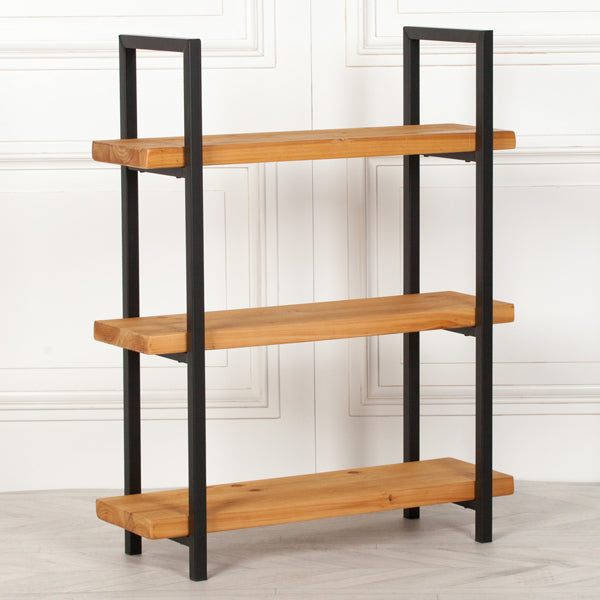 Maison Reproductions Rustic Wooden Industrial 3 Tier Bookcase