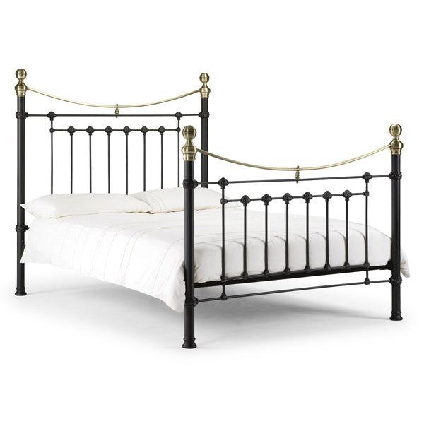 Julian Bowen Victoria Bed Stone White With Brass Double