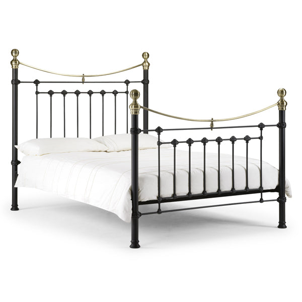 Julian Bowen Victoria Bed Stone White With Brass King