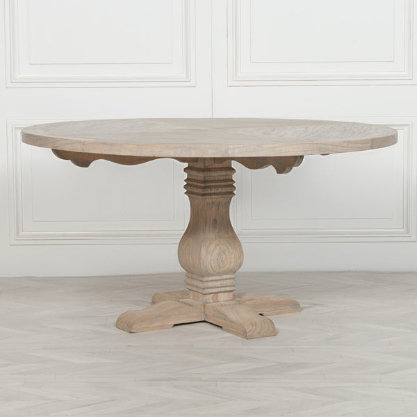 Maison Reproductions Rustic Wooden Dining Table Brown Round Pedestal