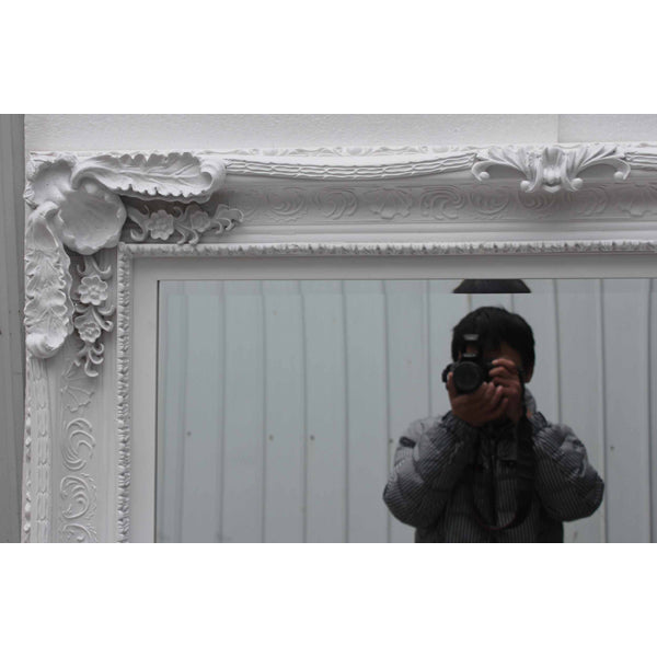 Maison Reproductions White Ornate Wall Mirror