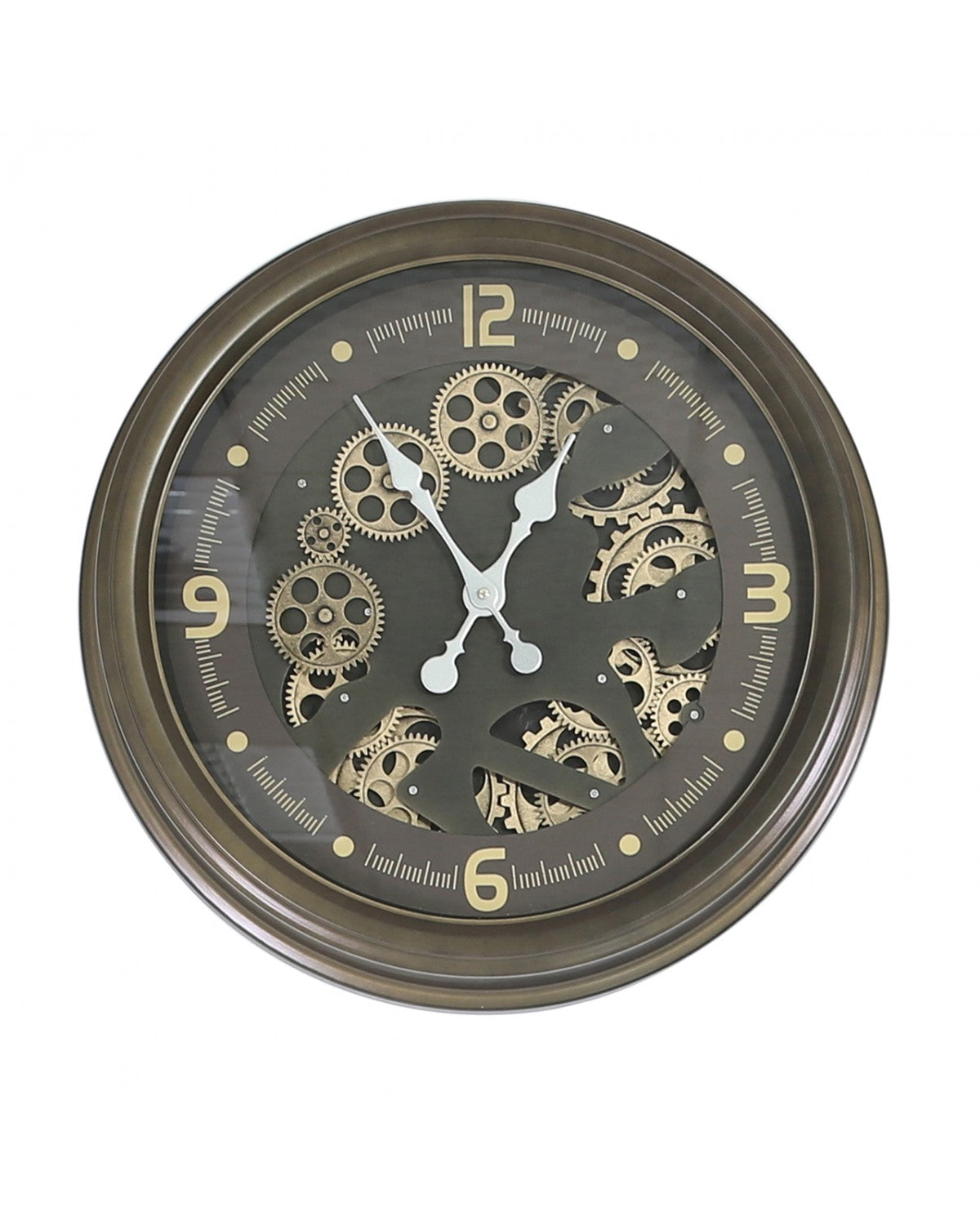 Deco Home Round 526cm Coffee Brown Gears Wall Clock Brown