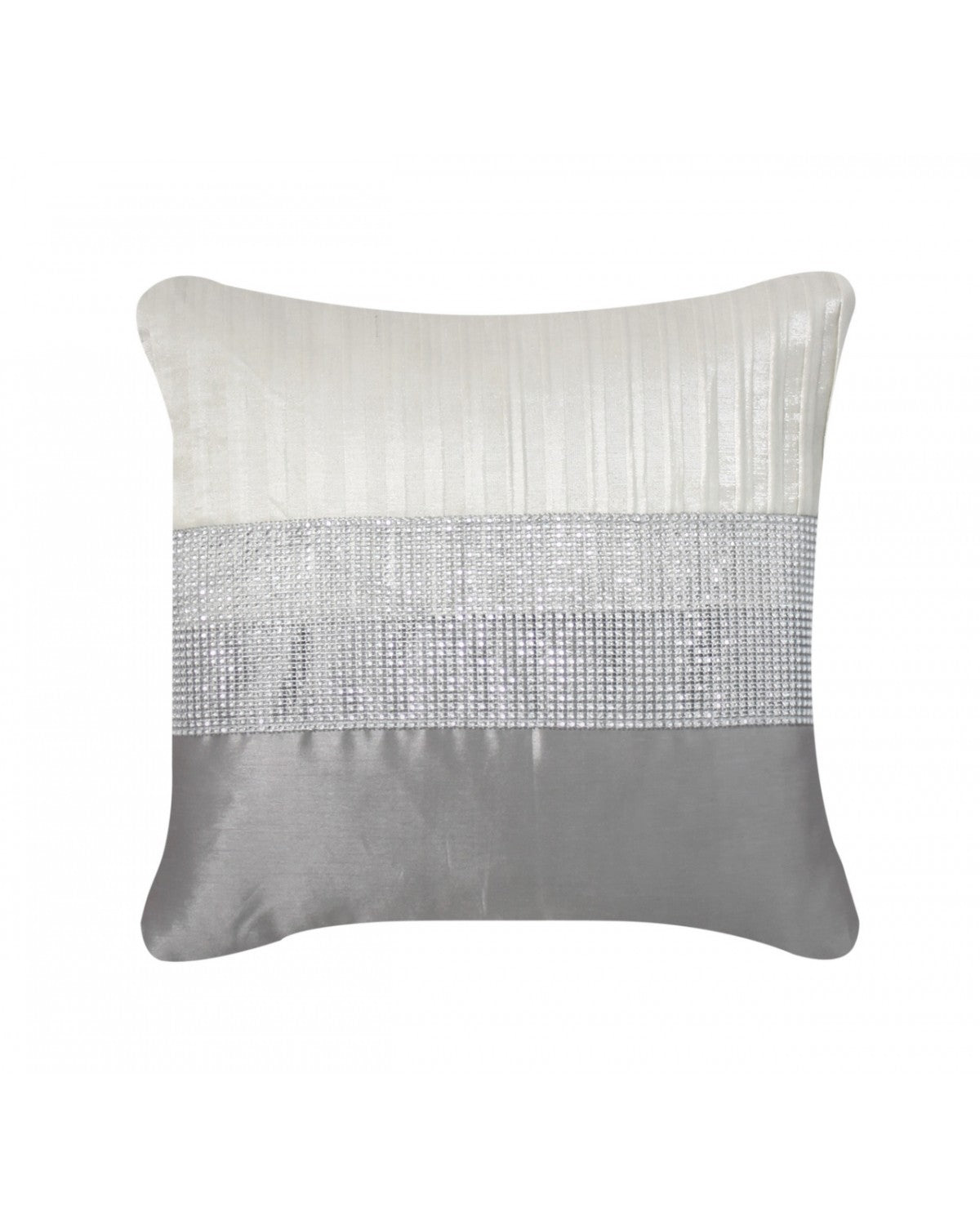 Deco Home Ivory Grey Cushion With Silver Stripe Silver