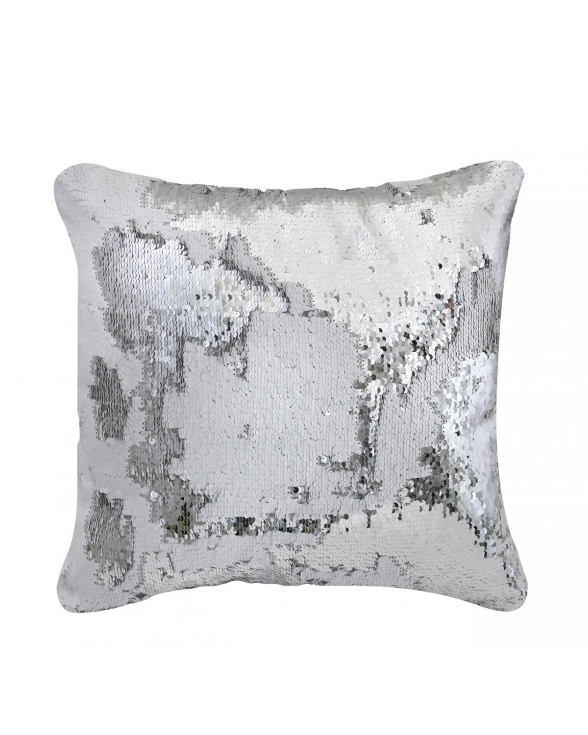 Deco Home Silver And White Mermaid Sequin Cushion Medium White