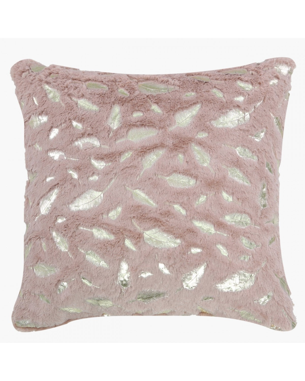 Deco Home Faux Fur Pink And Gold Feather Cushion Gold