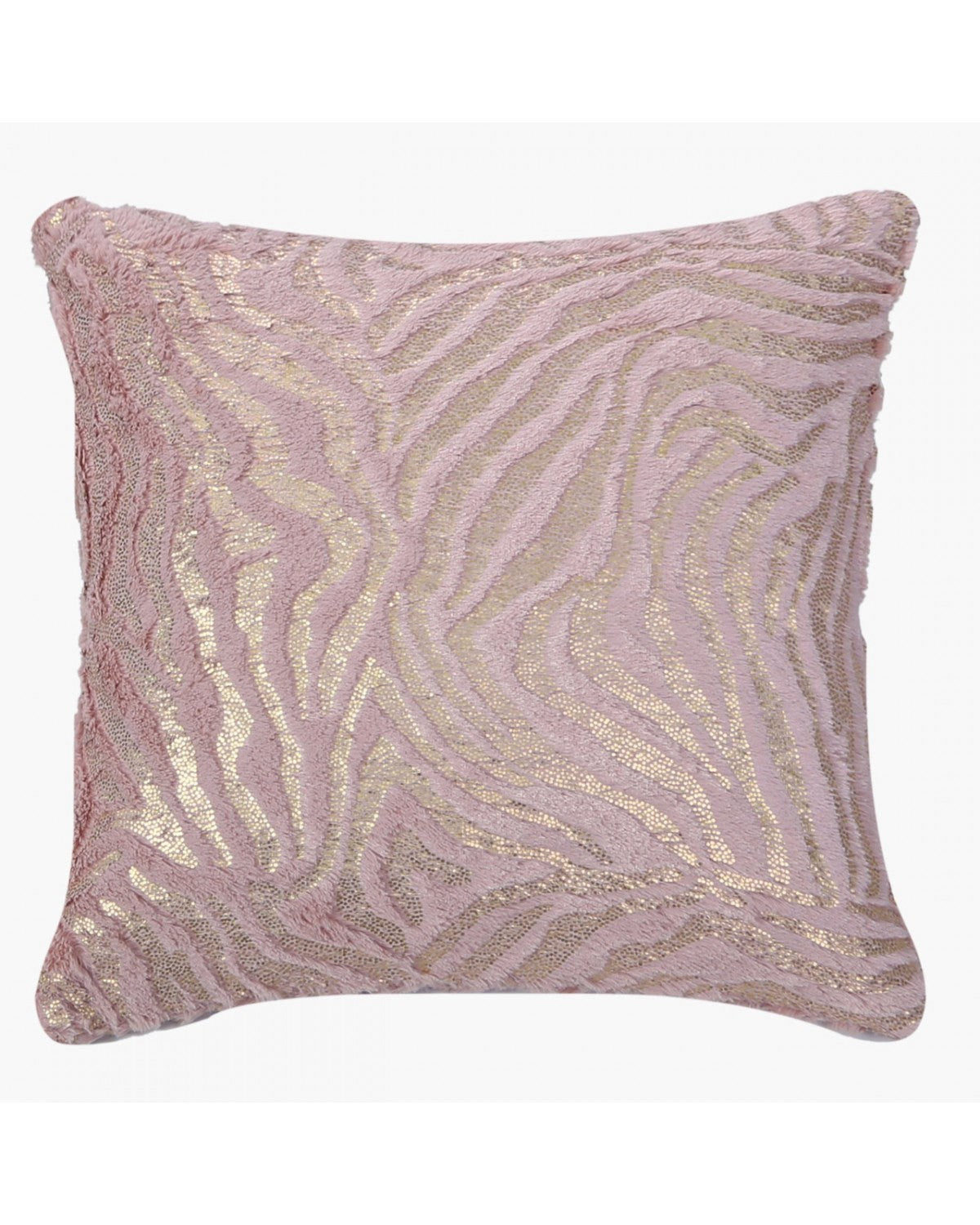 Deco Home Faux Fur Pink And Gold Zebra Cushion Gold