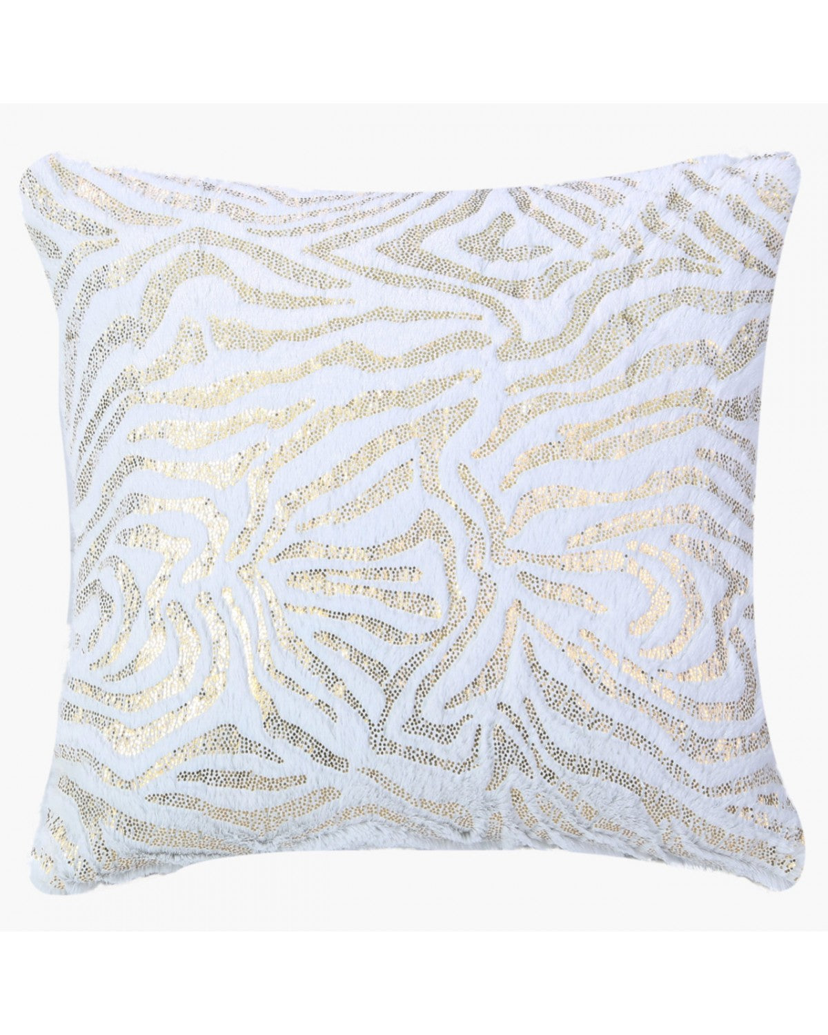 Deco Home Faux Fur White And Gold Zebra Cushion Gold