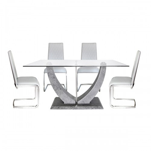 Deco Home Levi Dining Table Grey 4 Dining Chairs