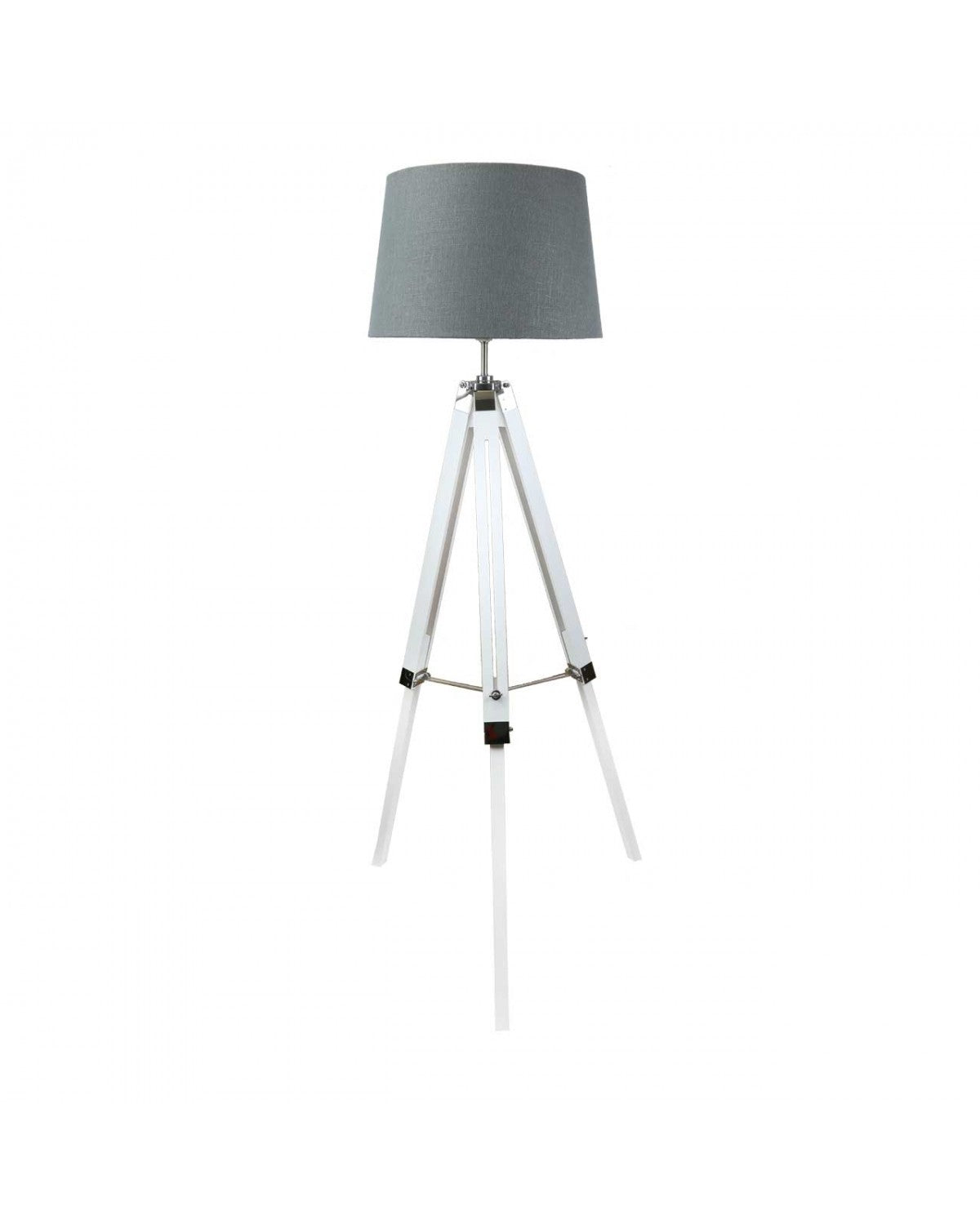 Deco Home White Hollywood Floor Lamp With 17 Inch Grey Linen Drum Shade