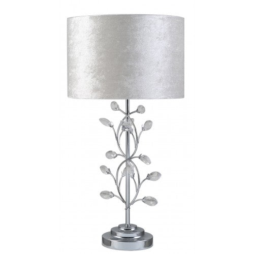 Deco Home Chrome Metal Table Lamp With Ivory Shade