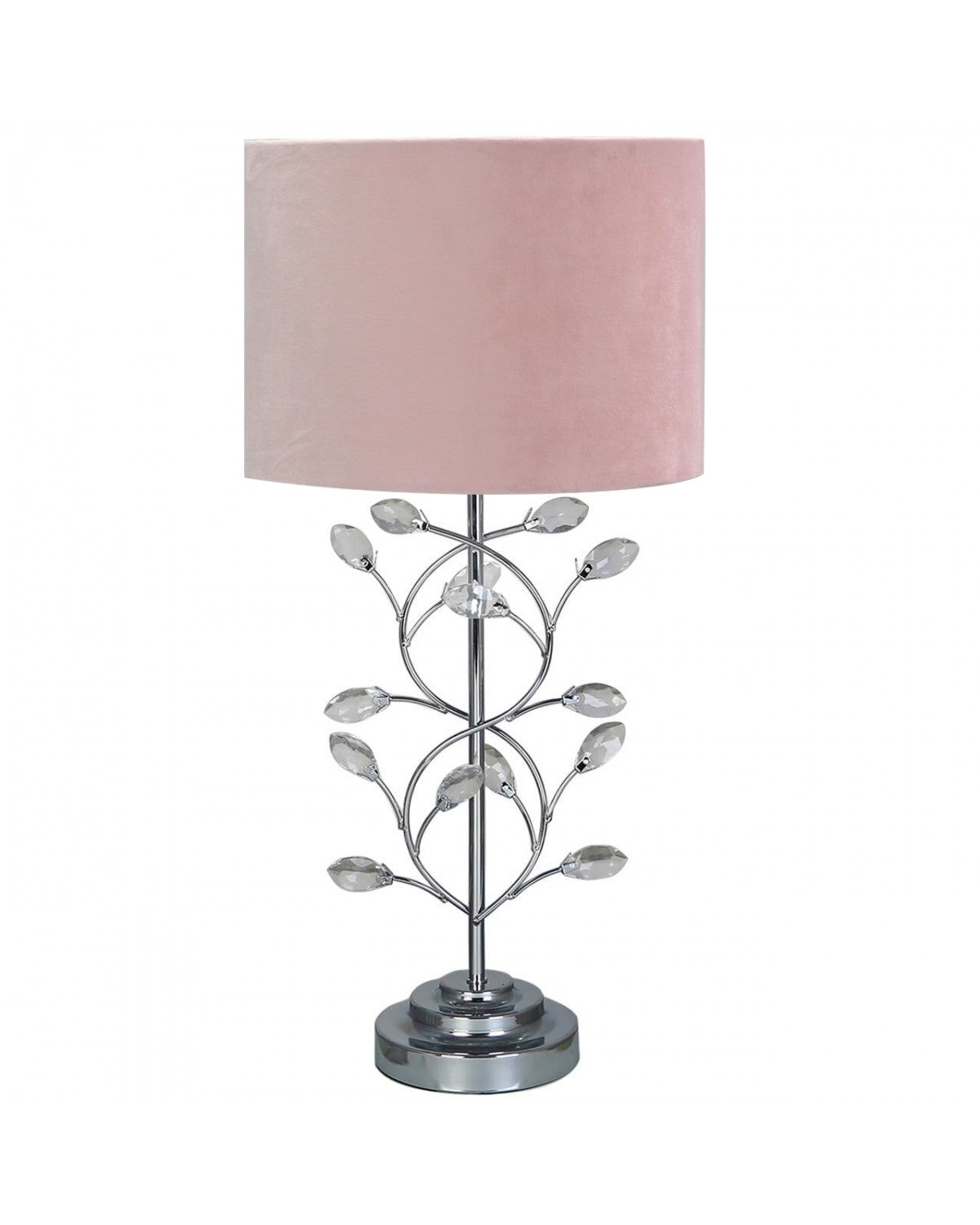 Deco Home Chrome Metal Table Lamp With Blush Shade