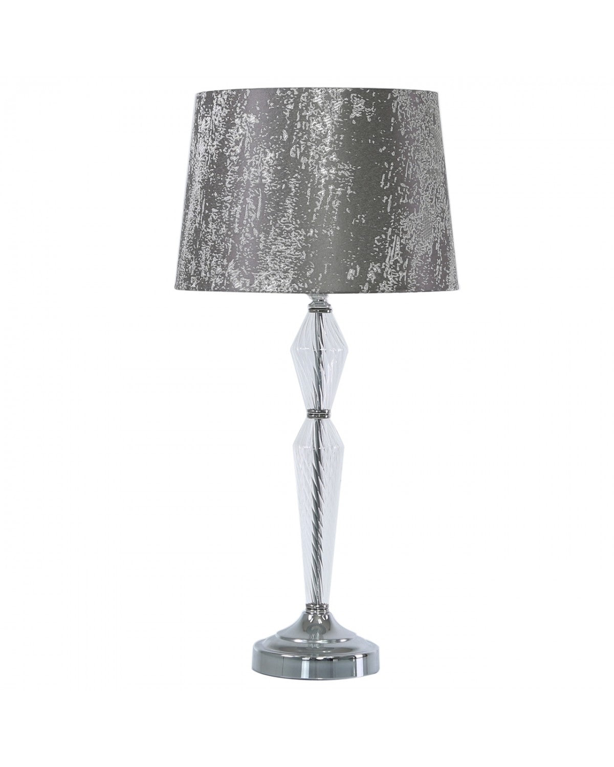 Deco Home 58cm Metal And Glass Table Lamp With Taupe Cotton Shade
