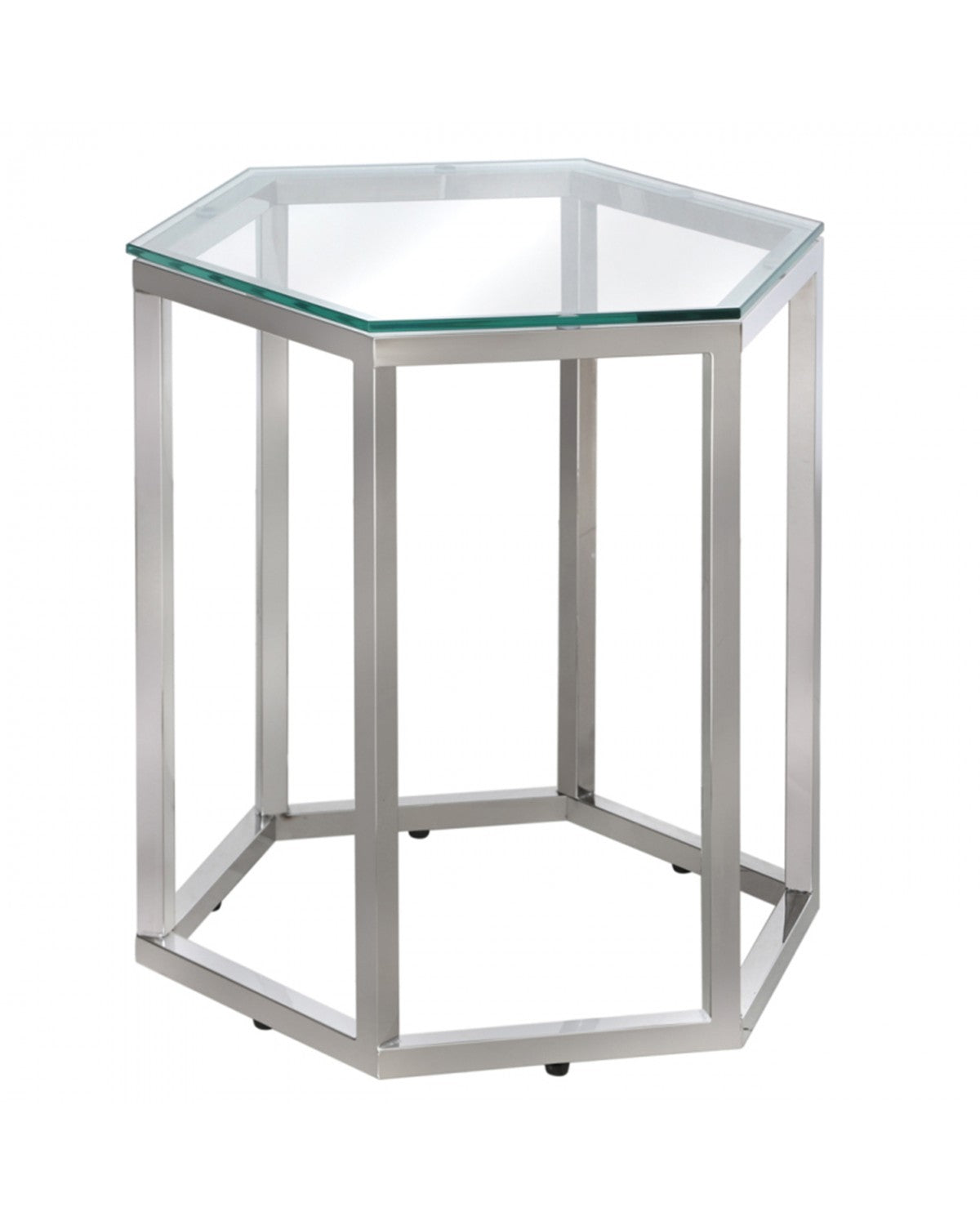 Deco Home Fleur Hexagon Silver Stainless Steel End Side Table