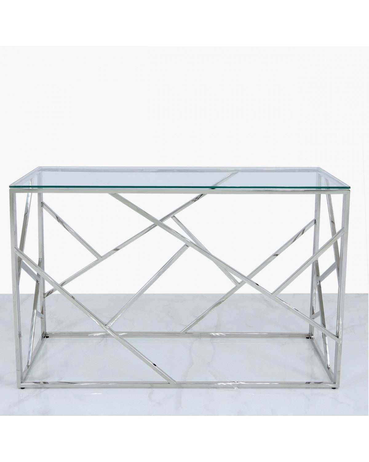 Deco Home Claudette Stainless Steel And Glass Console Table Hallway Table