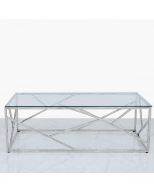 Deco Home Claudette Stainless Steel And Glass Coffee Table