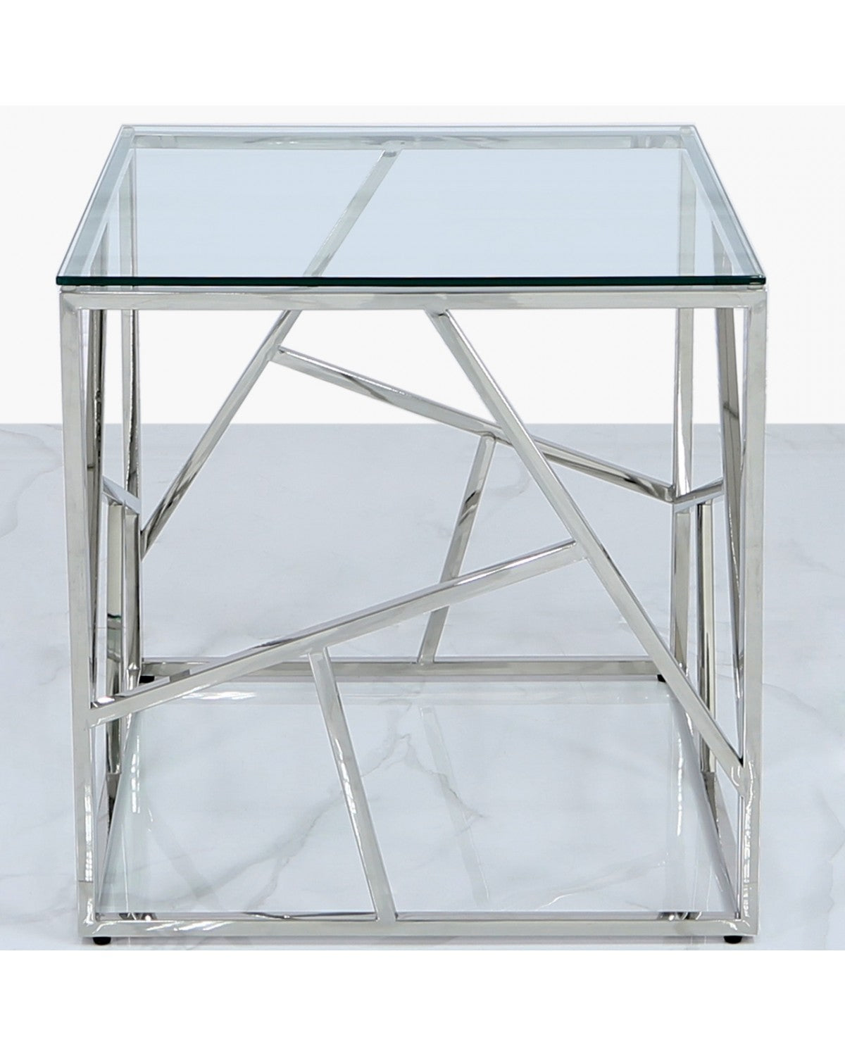 Deco Home Claudette Stainless Steel And Glass End Side Table