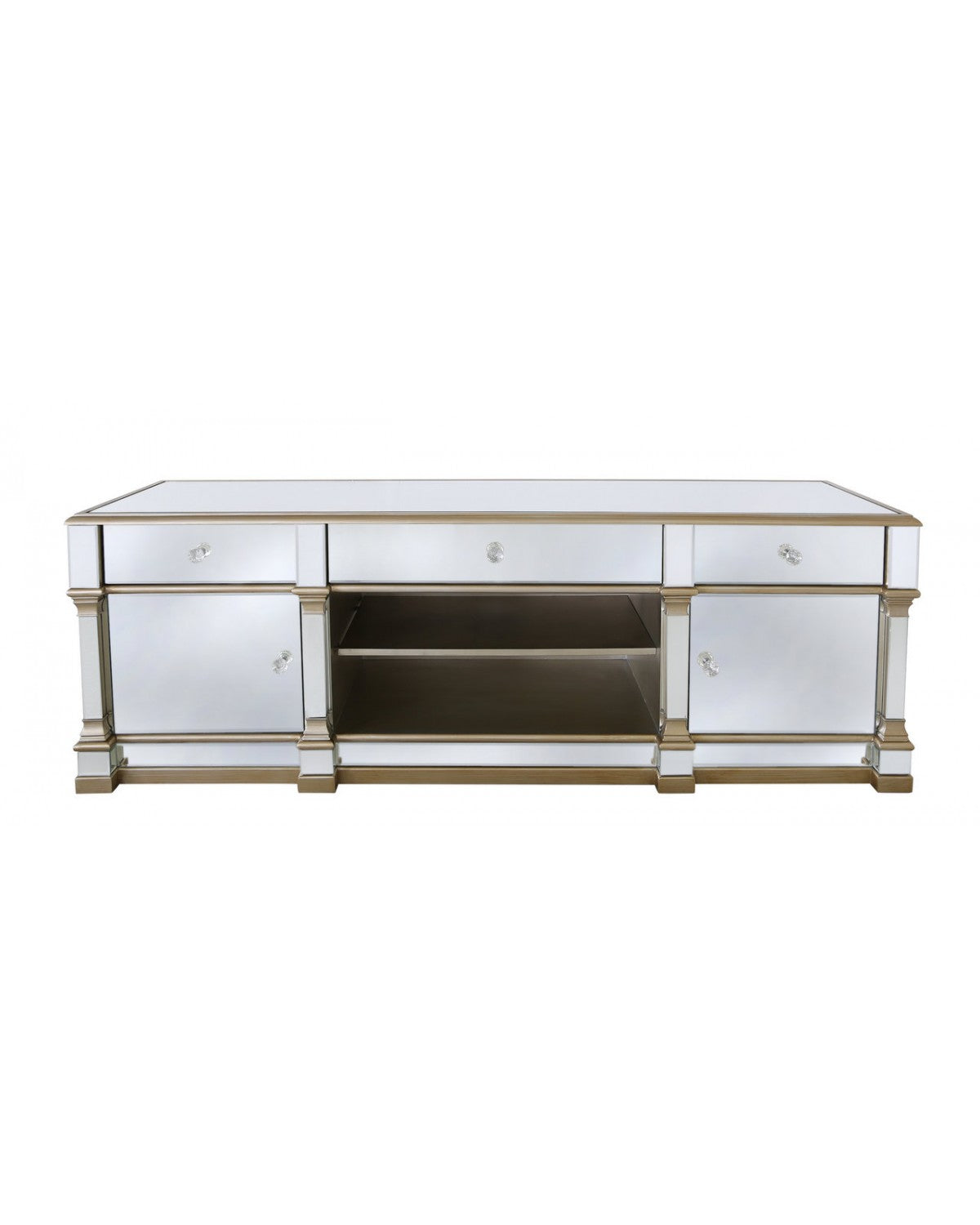 Deco Home Athens Gold Mirrored Tv Entertainment Stand Large