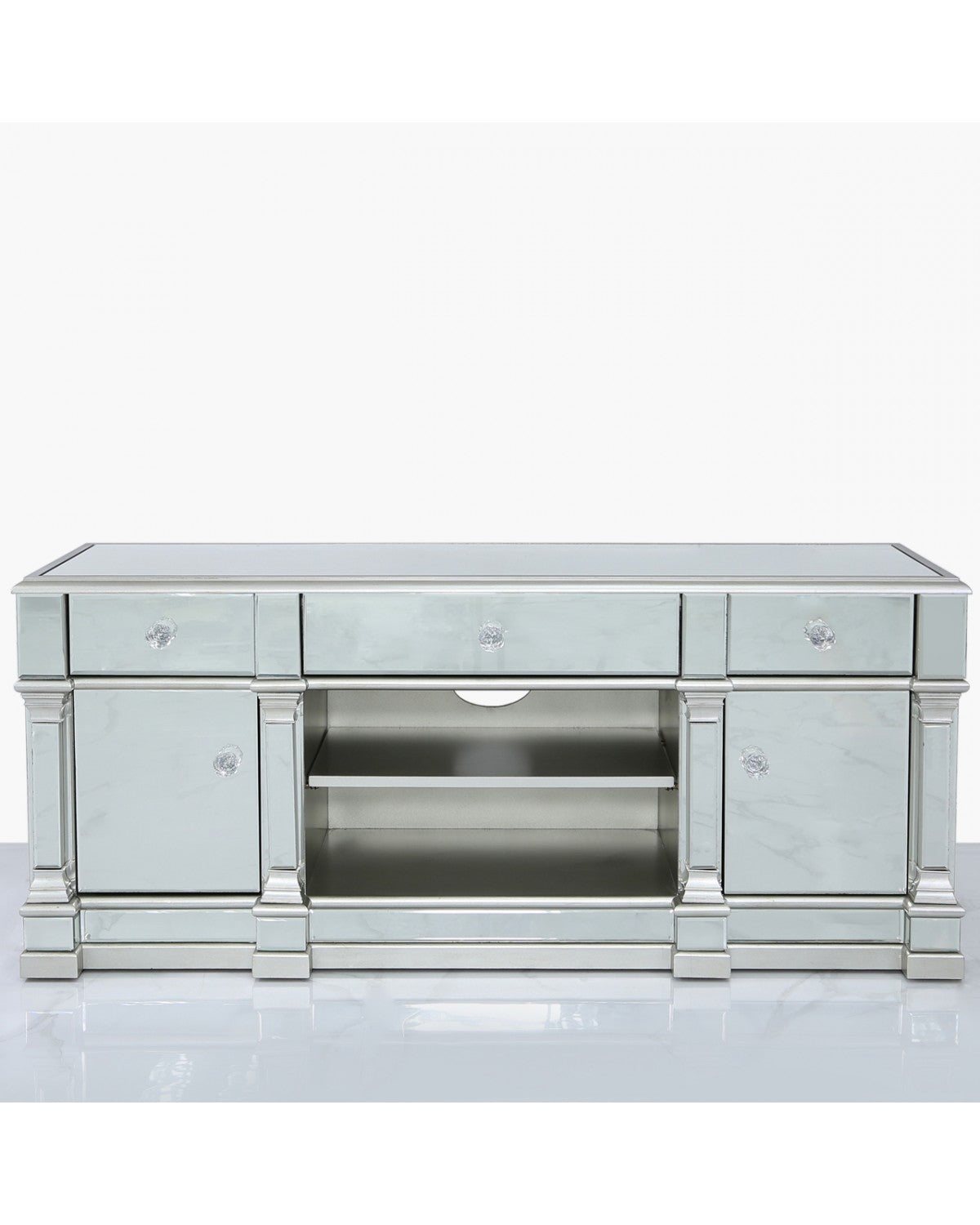 Deco Home Athens Silver Medium Mirrored Tv Entertainment Stand