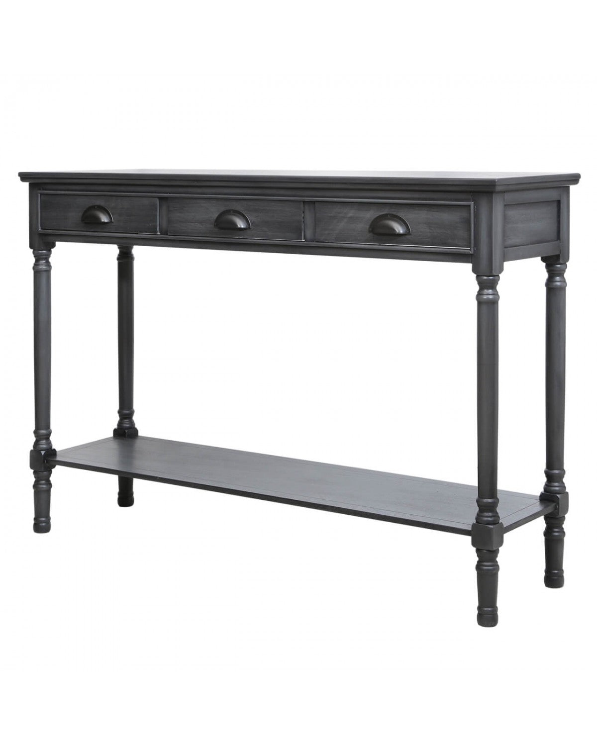Deco Home Darby Large 3 Drawer Console Table Grey Cup Handle